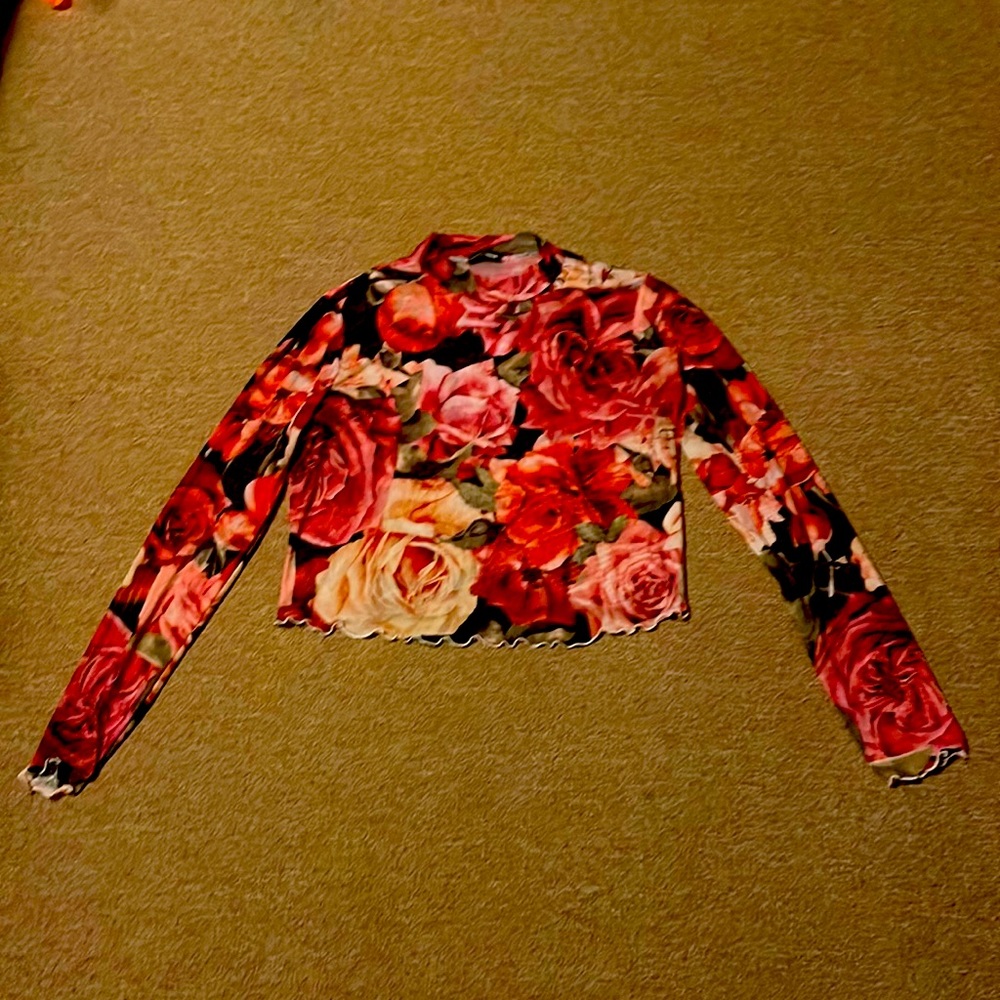 Floral mesh crop top